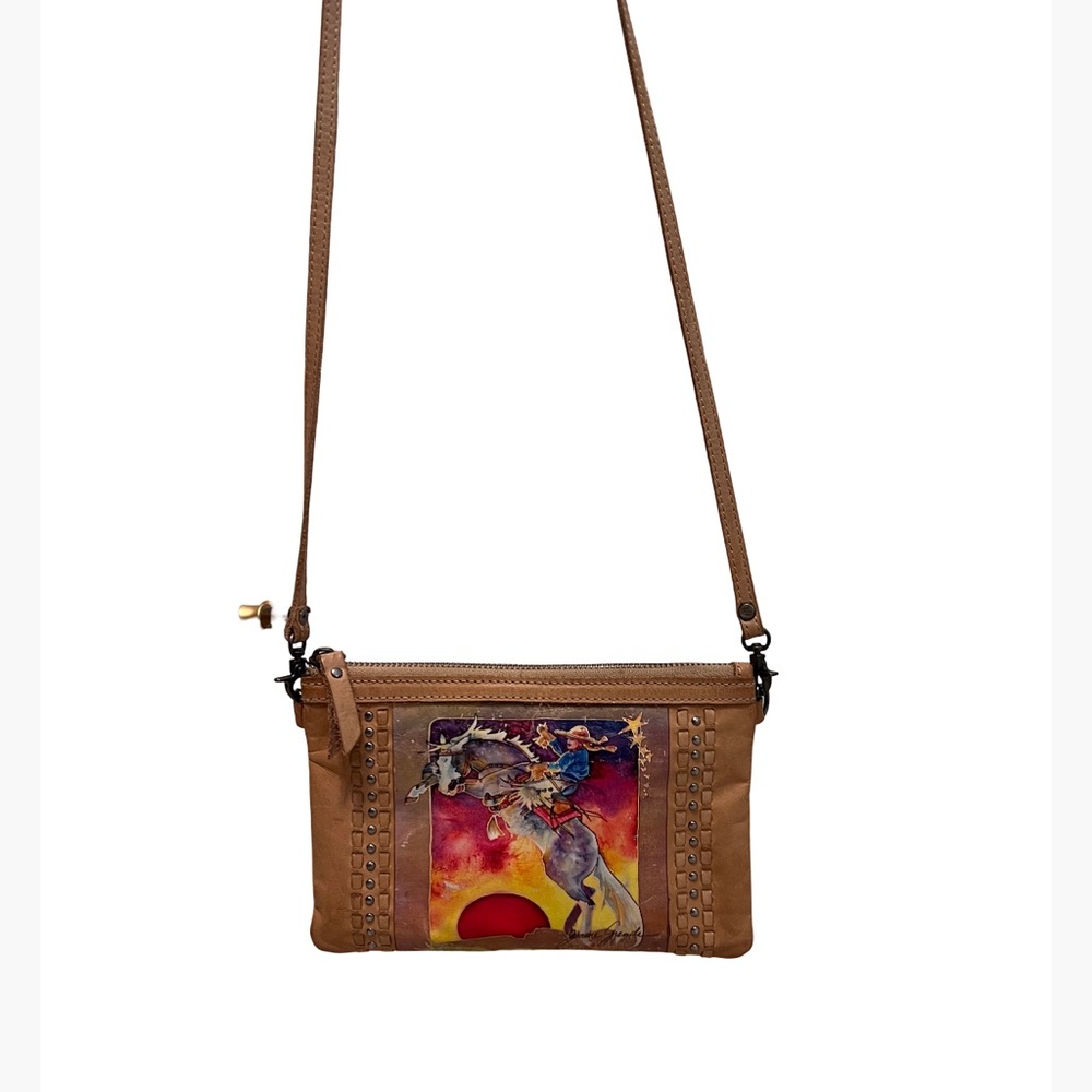 Montana West Tan Crossbody Bag with Artistic Design